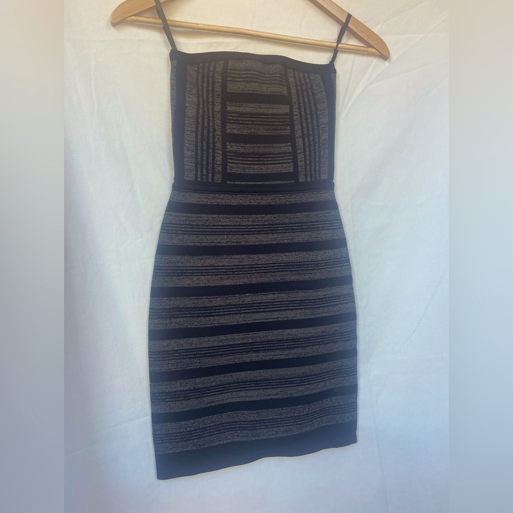 🆕BCBG Maxazria Kalen Bandage Power Dress,  Black and Grey Striped, with Tags